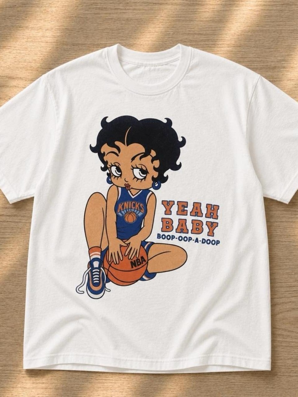 Gildan White Betty Boop Yeah Baby Graphic Tee, Basketball Shirt